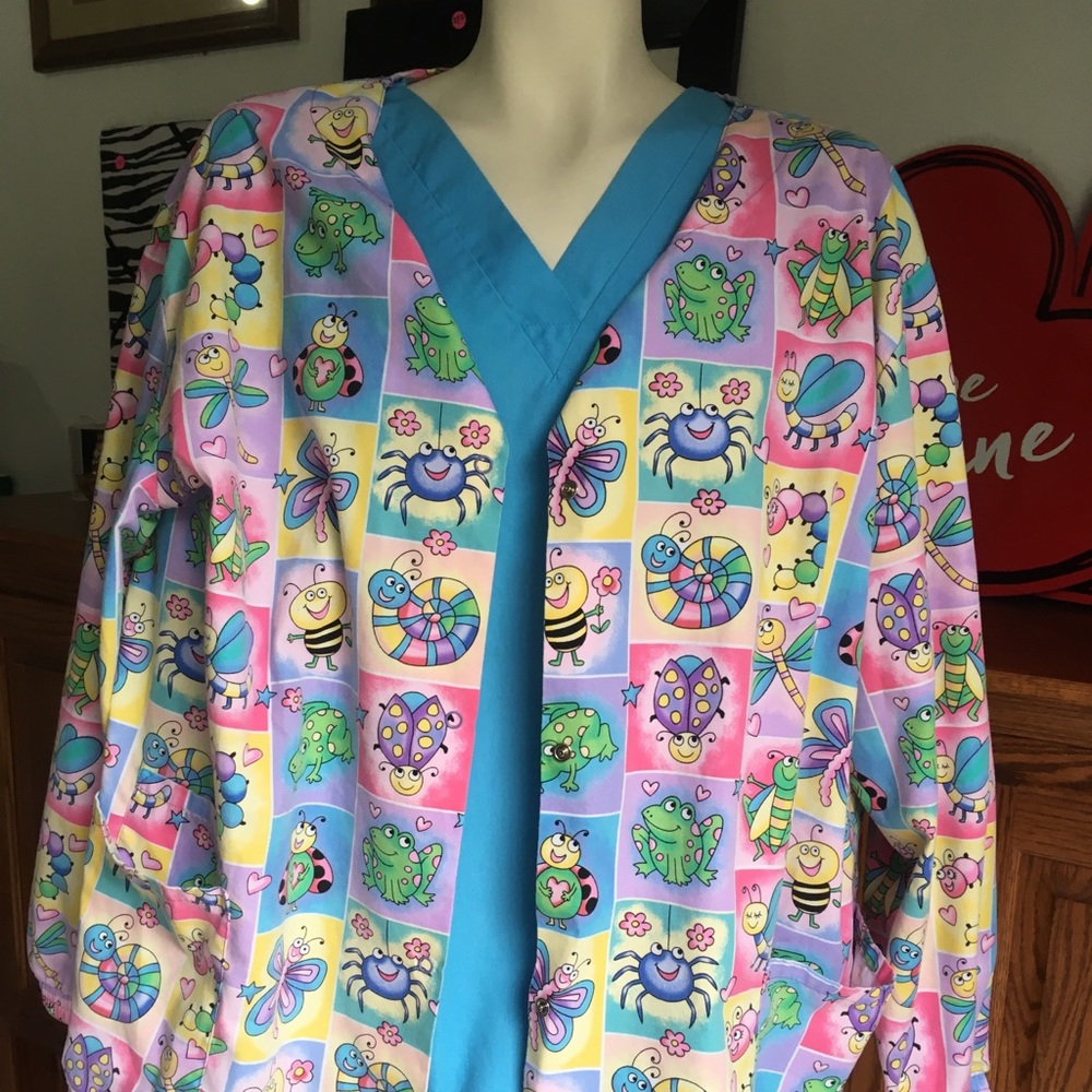 Scrub Jacket ~ Pink/Yellow/Purple ~ Size XL